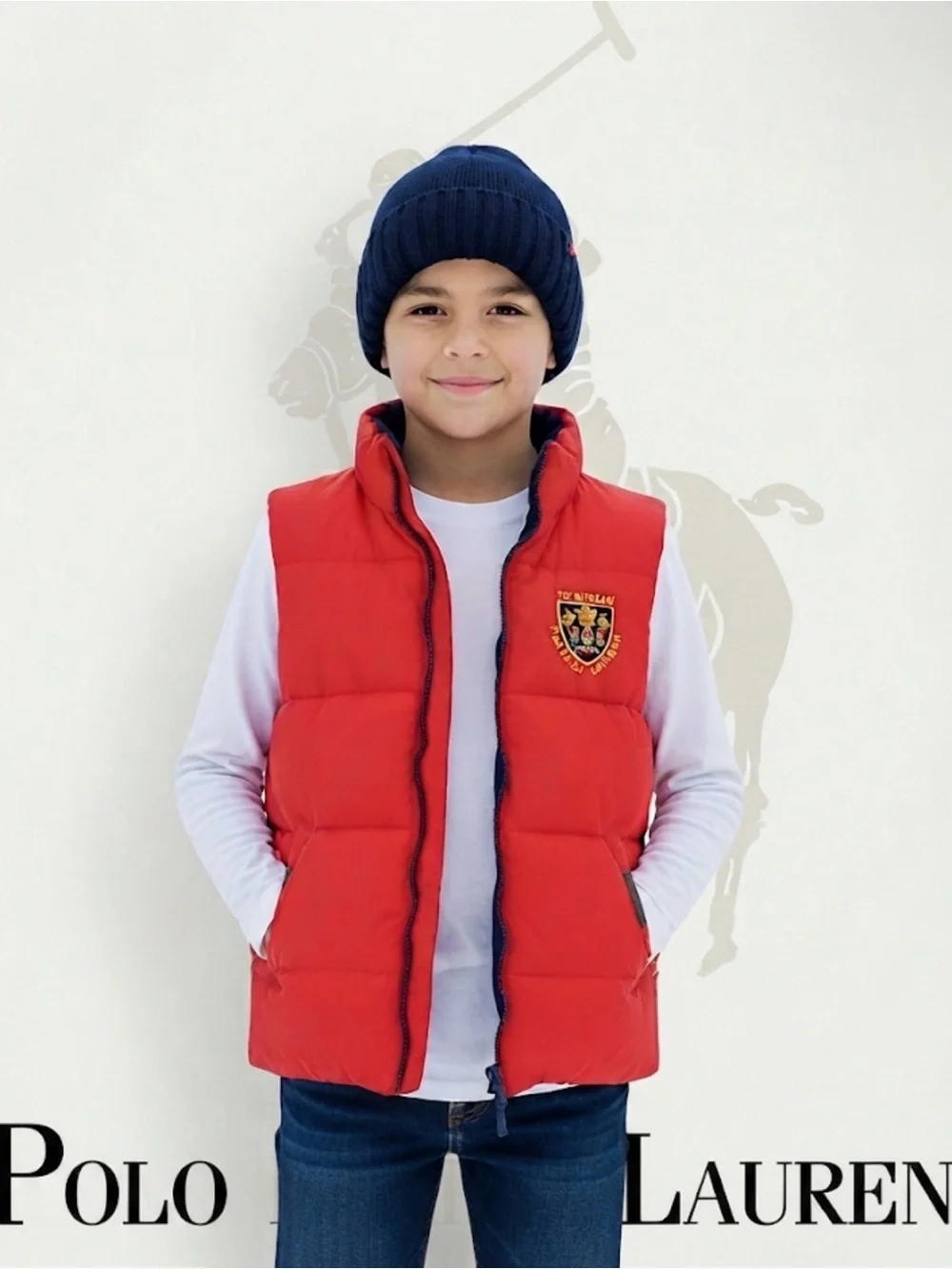 Authentic Ralph Lauren Polo designer signature boys reversible puffer vest sz 5